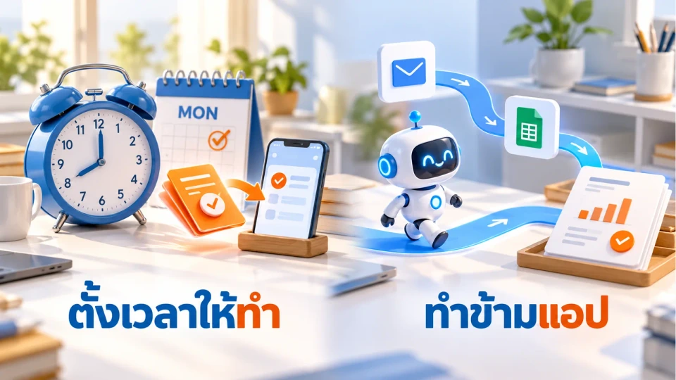 ให้ AI ทำงานแทน 2 แบบ ตั้งเวลาให้ทำเอง และให้ AI ทำงานหลายขั้นตอนข้ามแอป