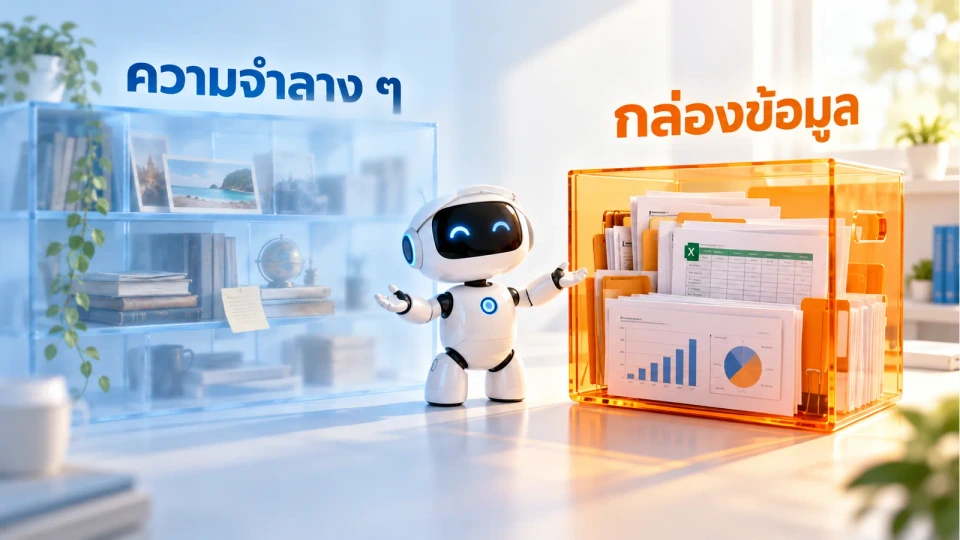 AI ใช้ข้อมูลจาก 2 ที่ คือความจำลาง ๆ จากตอนเทรน และกล่องข้อมูลที่เราใส่ให้
