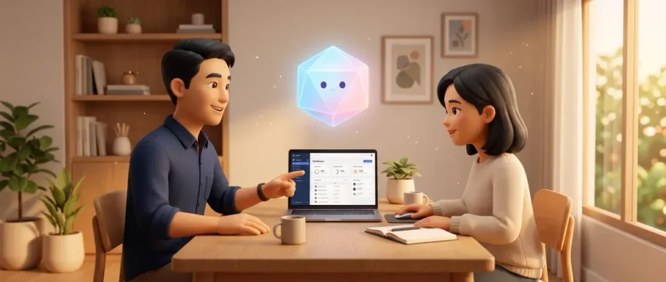ภาพประกอบการเรียนรู้วิธีใช้ AI กับงานจริงร่วมกับผู้สอน