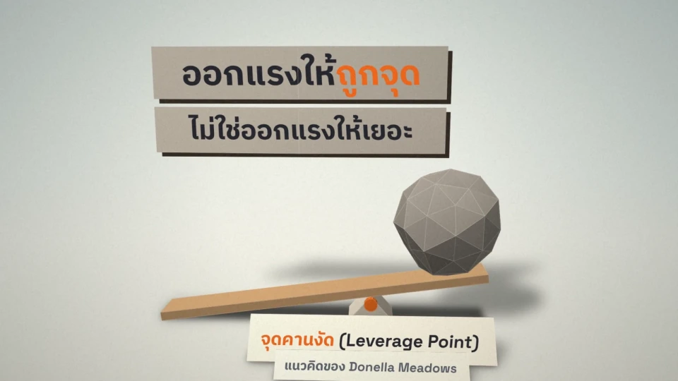 คานงัดยกก้อนหิน สื่อถึงการออกแรงให้ถูกจุด