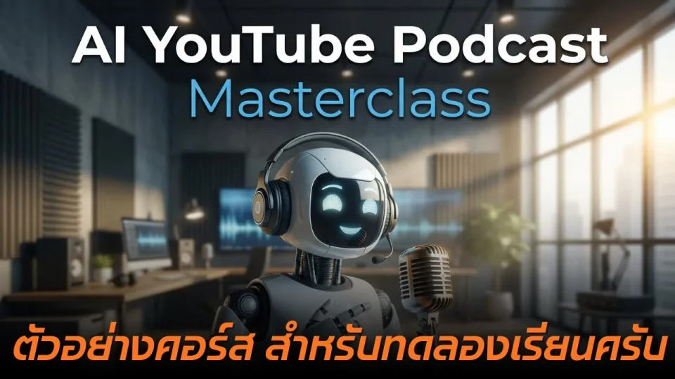 ภาพปกคลิปทดลองเรียน AI YouTube Podcast Masterclass