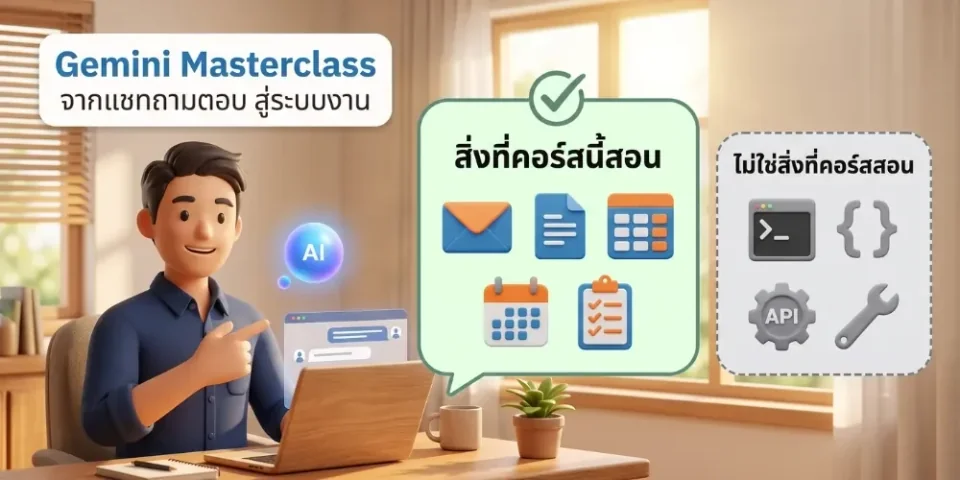 ภาพประกอบผลลัพธ์การเรียนรู้และการนำ Gemini ไปใช้กับงานจริง